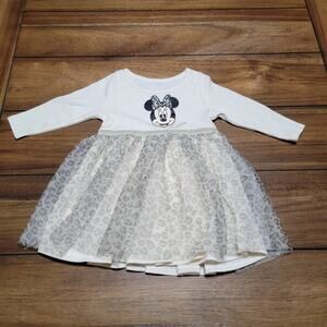 Disney Baby LS Cream Infant Minnie Mouse Body Suit w/ Skirt - Size 6/9M